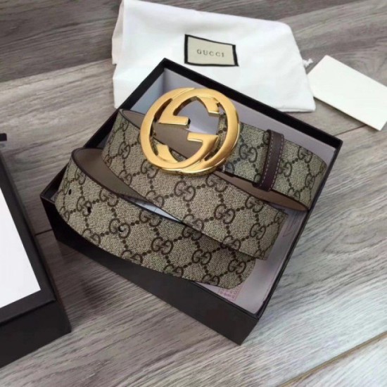 Replica Alta gamma Cintura GG Supreme con fibbia G beige marrone 411924 Outlet Alta gamma replica Cintura GG Supreme con fibbia G beige marrone 411924 imitazioni perfette