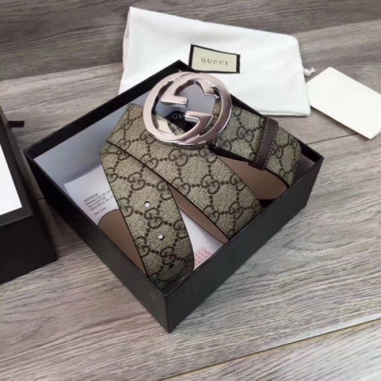 Replica Alta gamma Cintura GG Supreme con fibbia G beige marrone 411924 Outlet Alta gamma replica Cintura GG Supreme con fibbia G beige marrone 411924 imitazioni perfette