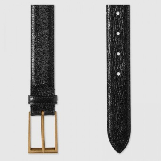 Cintura in pelle con fibbia rettangolare nera 429028 imitazioni perfette