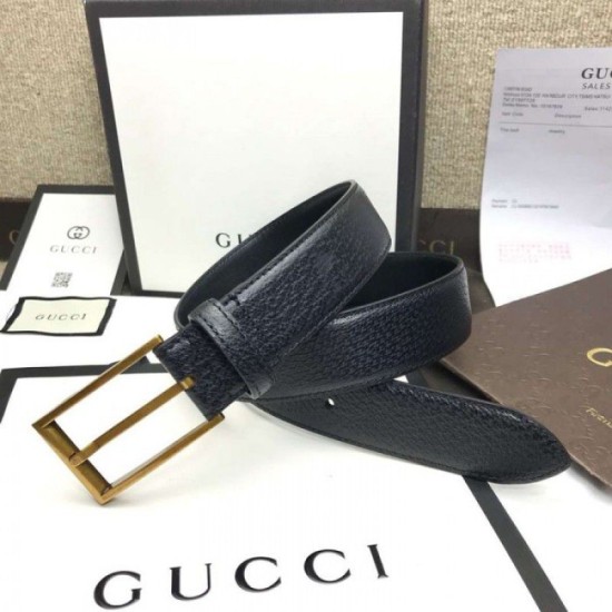 Cintura in pelle con fibbia rettangolare nera 429028 imitazioni perfette