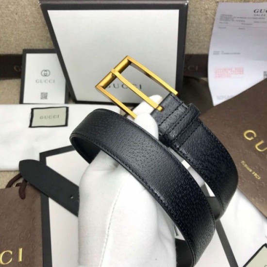 Cintura in pelle con fibbia rettangolare nera 429028 imitazioni perfette