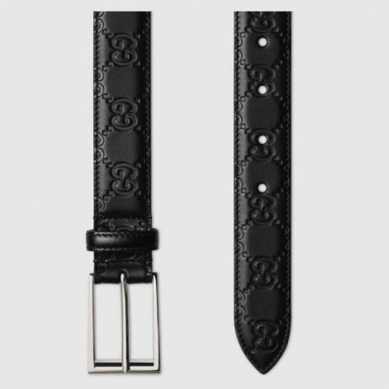 Cintura in pelle Signature nera 429028 imitazioni perfette