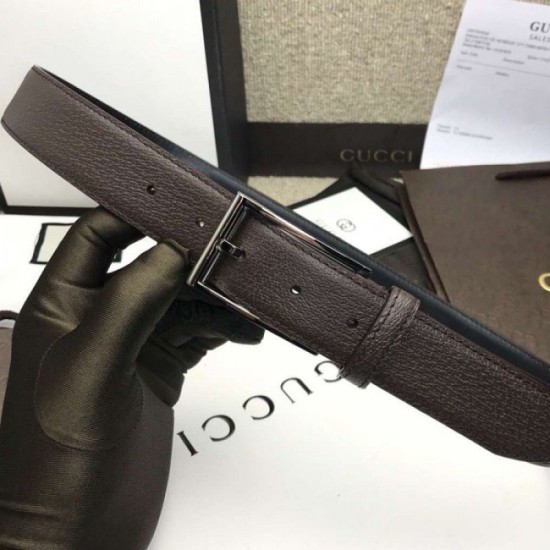 Replica Cintura in pelle con fibbia rettangolare marrone 429028 Outlet Cintura in pelle con fibbia rettangolare marrone 429028 imitazioni perfette