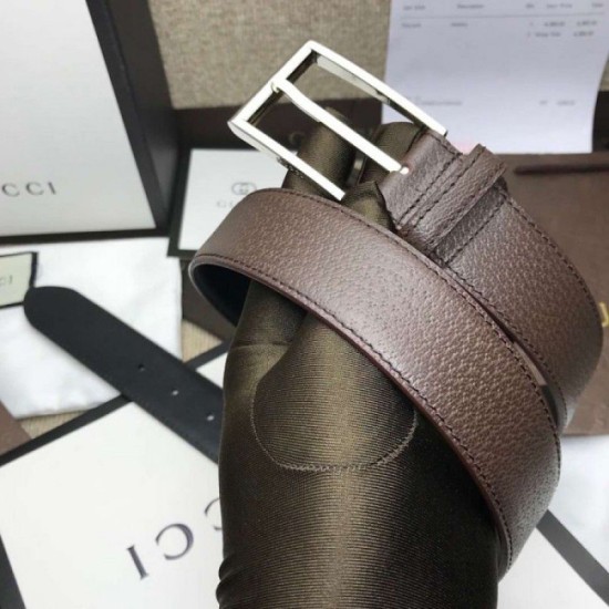 Replica Cintura in pelle con fibbia rettangolare marrone 429028 Outlet Cintura in pelle con fibbia rettangolare marrone 429028 imitazioni perfette