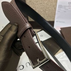 Cintura in pelle con fibbia rettangolare marrone 429028
