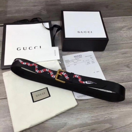 Replica Cintura in pelle con Kingsnake Black 434520 Outlet Cintura in pelle con Kingsnake Black 434520 imitazioni perfette