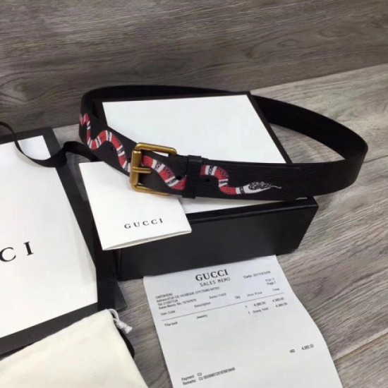 Replica Cintura in pelle con Kingsnake Black 434520 Outlet Cintura in pelle con Kingsnake Black 434520 imitazioni perfette