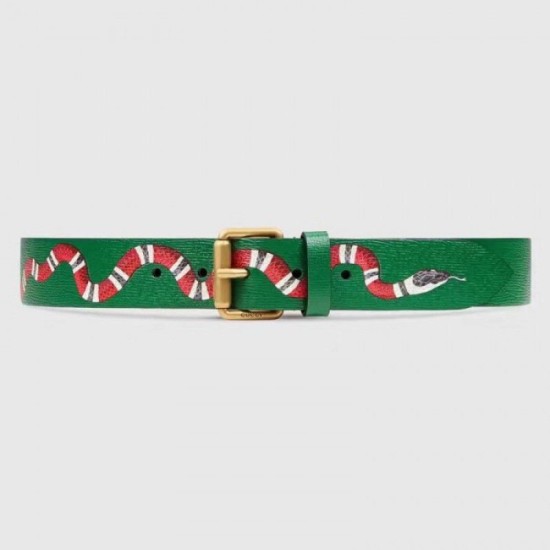 Cintura in pelle con Kingsnake Green 434520 imitazioni perfette