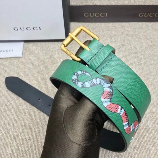 Cintura in pelle con Kingsnake Green 434520 imitazioni perfette
