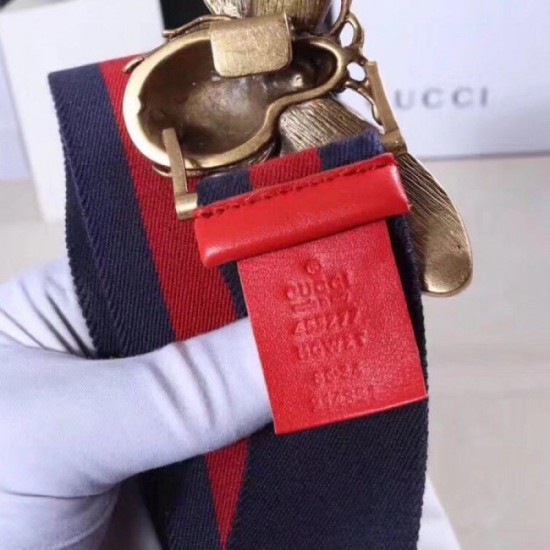 Replica Alta gamma Cintura Web con ape blu-rossa 453277 Outlet Alta gamma replica Cintura Web con ape blu-rossa 453277 imitazioni perfette
