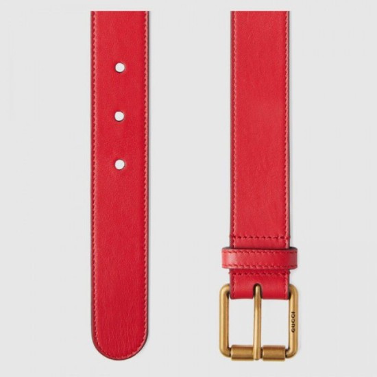 Replica Cintura in pelle con morsetto rosso 488939 Outlet Cintura in pelle con morsetto rosso 488939 imitazioni perfette