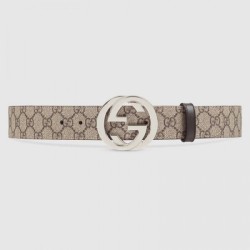 Cintura GG Supreme con fibbia G beige marrone 411924