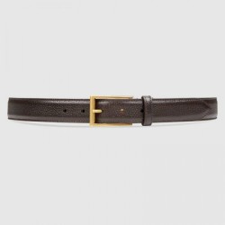 Cintura in pelle con fibbia rettangolare marrone 429028