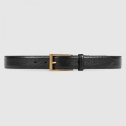 Cintura in pelle con fibbia rettangolare nera 429028