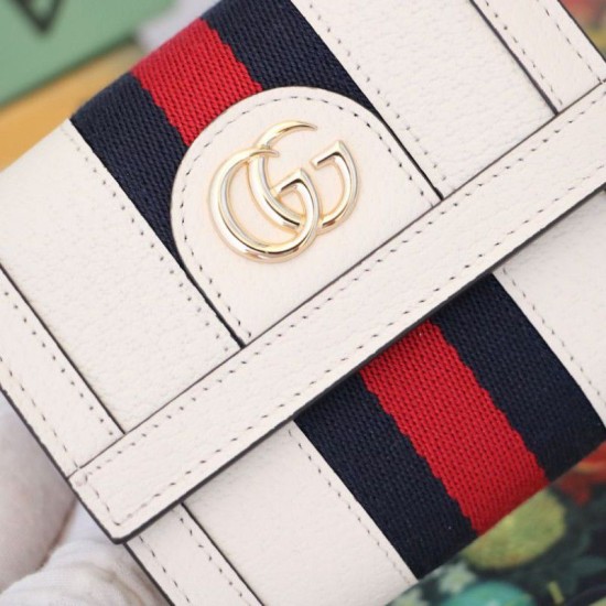 Alta gamma replica Dettagli perfetti Ophidia GG Wallet 523174 Bianco imitazioni perfette