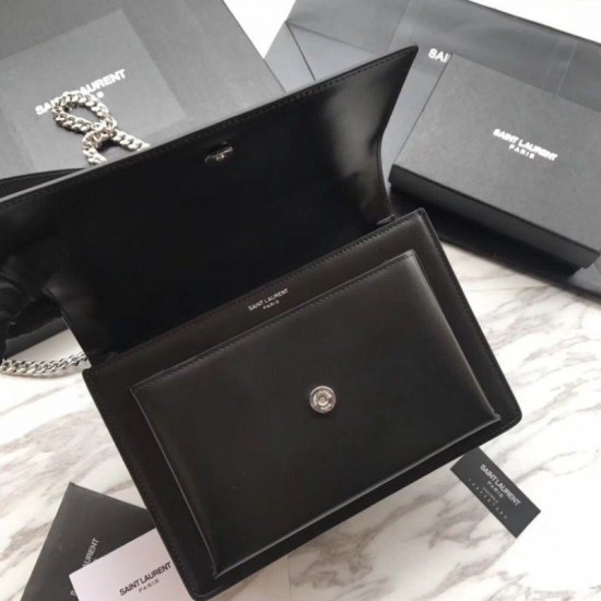Replica Borsa YSL Saint Laurent Medium Sunset liscia nera argento Outlet Borsa YSL Saint Laurent Medium Sunset liscia nera argento imitazioni perfette
