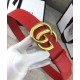 Riproduzione Fedele Pari replica Cintura in cuoio con doppia fibbia G Rosso imitazioni Replica Alta Qualità Pari Cintura in cuoio con doppia fibbia G Rosso