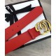 Riproduzione Fedele Pari replica Cintura in cuoio con doppia fibbia G Rosso imitazioni Replica Alta Qualità Pari Cintura in cuoio con doppia fibbia G Rosso