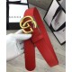Riproduzione Fedele Pari replica Cintura in cuoio con doppia fibbia G Rosso imitazioni Replica Alta Qualità Pari Cintura in cuoio con doppia fibbia G Rosso