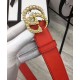 Riproduzione Fedele replica Cintura in pelle con perla Double G Red imitazioni Replica Alta Qualità Cintura in pelle con perla Double G Red