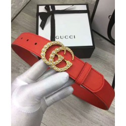 Cintura in pelle con perla Double G Red Cintura in pelle con perla Double G Red