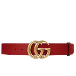 Replica Alta Qualità Pari Cintura in cuoio con doppia fibbia G Rosso