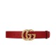 Riproduzione Fedele Pari replica Cintura in cuoio con doppia fibbia G Rosso imitazioni Replica Alta Qualità Pari Cintura in cuoio con doppia fibbia G Rosso