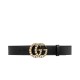 Riproduzione Fedele replica Cintura in pelle con perla Double G Nero imitazioni Replica Alta Qualità Cintura in pelle con perla Double G Nero