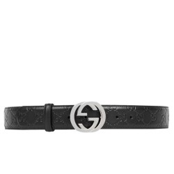 Replica Alta Qualità Alta gamma Cinture Cuoio Signature in cuoio Nero Argento Nero