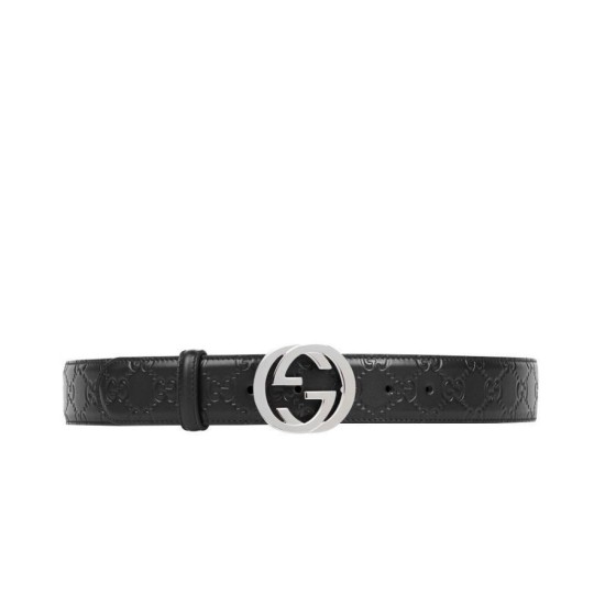 Replica Alta Qualità Alta gamma Cinture Cuoio Signature in cuoio Nero Argento Nero