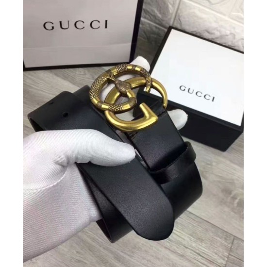 Riproduzione Fedele Cinture con fibbia a doppia G con serpente Nero imitazioni Replica Alta Qualità Cinture con fibbia a doppia G con serpente Nero