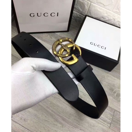 Riproduzione Fedele Cinture con fibbia a doppia G con serpente Nero imitazioni Replica Alta Qualità Cinture con fibbia a doppia G con serpente Nero