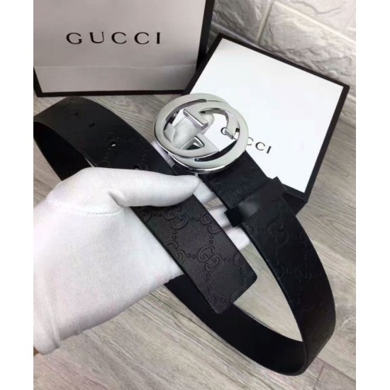 Replica Alta Qualità Alta gamma Cinture Cuoio Signature in cuoio Nero Argento Nero