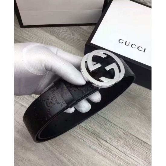 Replica Alta Qualità Alta gamma Cinture Cuoio Signature in cuoio Nero Argento Nero