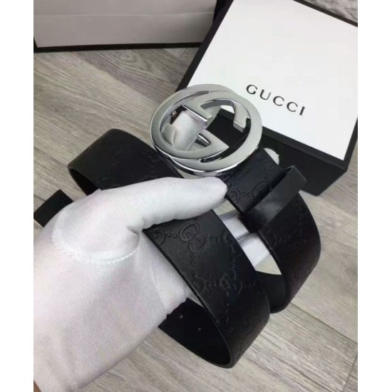 Replica Alta Qualità Alta gamma Cinture Cuoio Signature in cuoio Nero Argento Nero