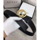 Riproduzione Fedele replica Cuoio Signature in cuoio Cintura Nera Oro imitazioni Replica Alta Qualità Cuoio Signature in cuoio Cintura Nera Oro