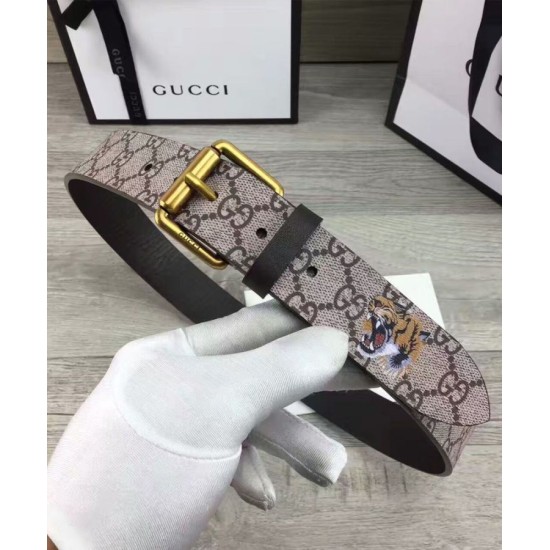 Riproduzione Fedele replica Tiger stampa GG Supreme cintura Caffè imitazioni Replica Alta Qualità Tiger stampa GG Supreme cintura Caffè