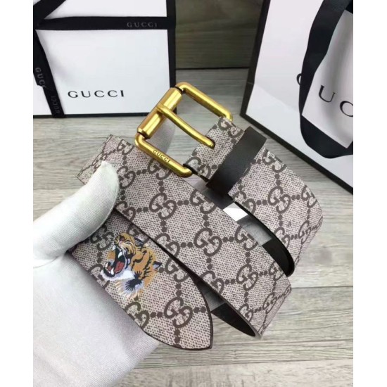 Riproduzione Fedele replica Tiger stampa GG Supreme cintura Caffè imitazioni Replica Alta Qualità Tiger stampa GG Supreme cintura Caffè