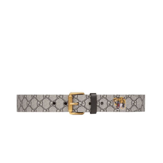 Riproduzione Fedele replica Tiger stampa GG Supreme cintura Caffè imitazioni Replica Alta Qualità Tiger stampa GG Supreme cintura Caffè