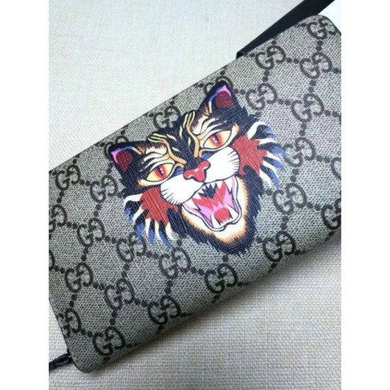 Pari Cat Stampa GG Supreme Zip intorno al portafoglio 451273 Pari Cat Stampa GG Supreme Zip intorno al portafoglio 451273