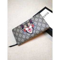 Pari Cat Stampa GG Supreme Zip intorno al portafoglio 451273 Pari Cat Stampa GG Supreme Zip intorno al portafoglio 451273