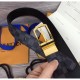 Riproduzione Fedele replica M6067S Pont Neuf 35mm Cinture Damier Cobalt Canvas Gold Buckle imitazioni Replica Alta Qualità M6067S Pont Neuf 35mm Cinture Damier Cobalt Canvas Gold Buckle