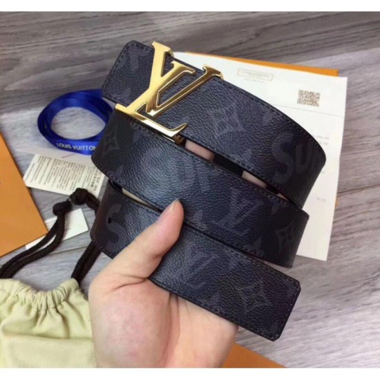 Replica Alta Qualità Supreme x Monogram Belt Fibbia in oro nero
