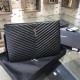 Riproduzione Fedele Dettagli perfetti Pochette Saint Laurent nera con hardware argento imitazioni Replica Alta Qualità Dettagli perfetti Pochette Saint Laurent nera con hardware argento