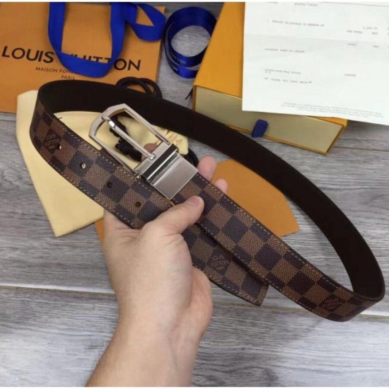 Riproduzione Fedele Slender 35 millimetri reversibile cintura uomo Damier Ebene Canvas Buckle M9075Q imitazioni Replica Alta Qualità Slender 35 millimetri reversibile cintura uomo Damier Ebene Canvas Buckle M9075Q