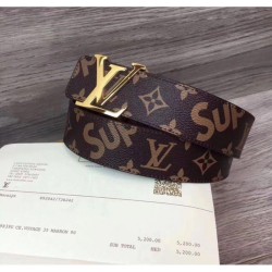 Replica Alta Qualità Supreme x Monogram Belt Fibbia in oro marrone