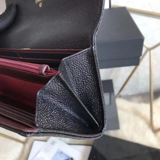 Quilted Lungo Portafoglio Cowhide Nero Quilted Lungo Portafoglio Cowhide Nero