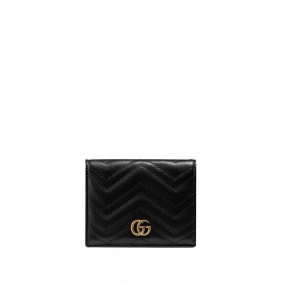 Riproduzione Fedele replica GG Marmont Card Case 443125 Nero imitazioni Replica Alta Qualità GG Marmont Card Case 443125 Nero