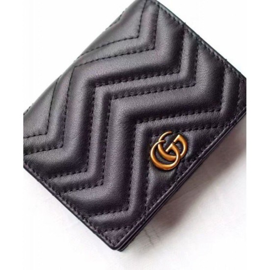 Riproduzione Fedele replica GG Marmont Card Case 443125 Nero imitazioni Replica Alta Qualità GG Marmont Card Case 443125 Nero
