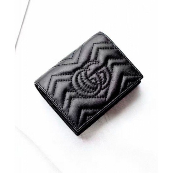 Riproduzione Fedele replica GG Marmont Card Case 443125 Nero imitazioni Replica Alta Qualità GG Marmont Card Case 443125 Nero